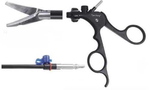 Ножиці, зігнуті Метценбаум, дві рухомі бранші пильчаті, обертальні, діаметр 5 мм, довжина 330 мм, монополярні TianSong